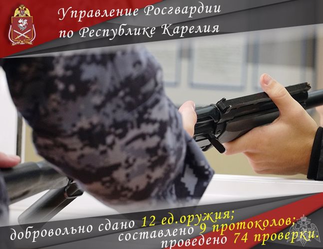  Карелии сотрудники Росгвардии проверили более 70 владельцев оружия